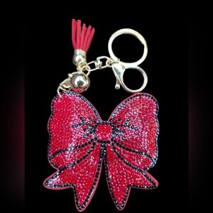 Red Rhinestone Bow Bag Charm / Keychain – Glam Sparkle Accessory